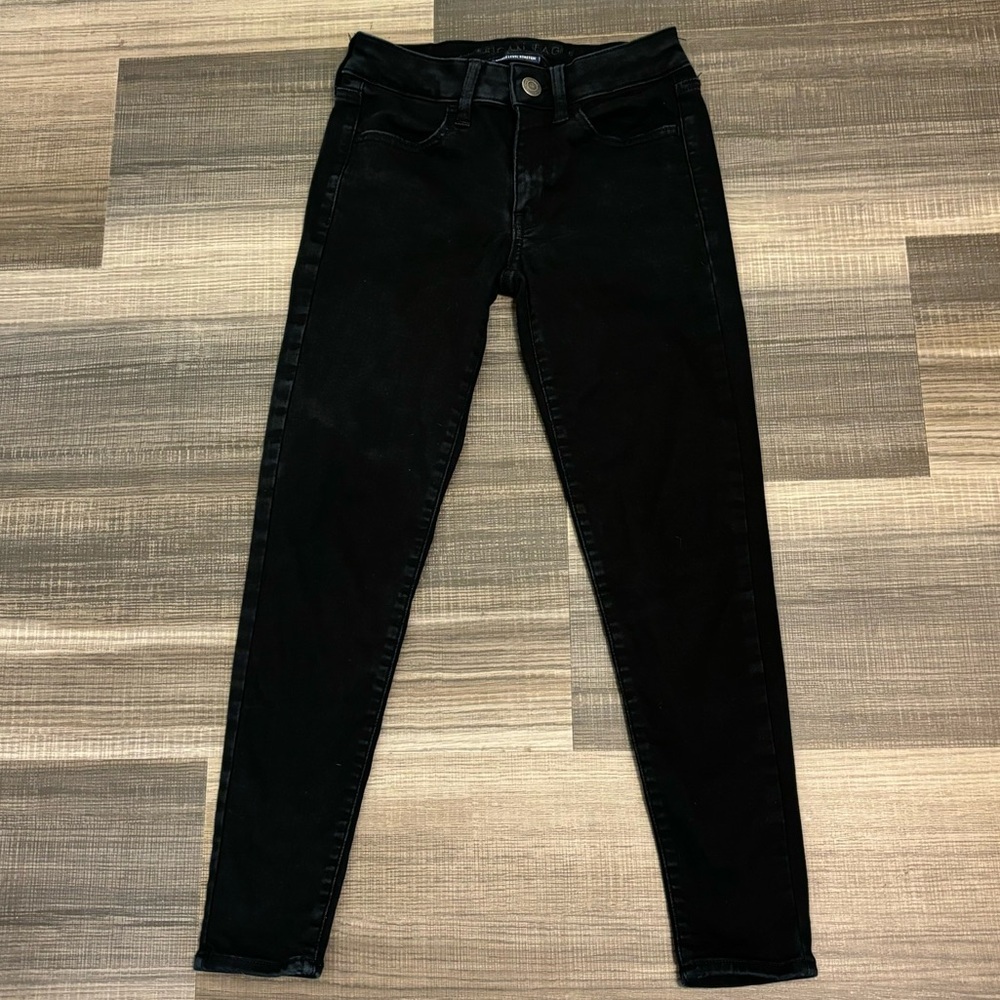 American Eagle Next Level Stretch Black Jeggings Size 2 Short High Rise Casual